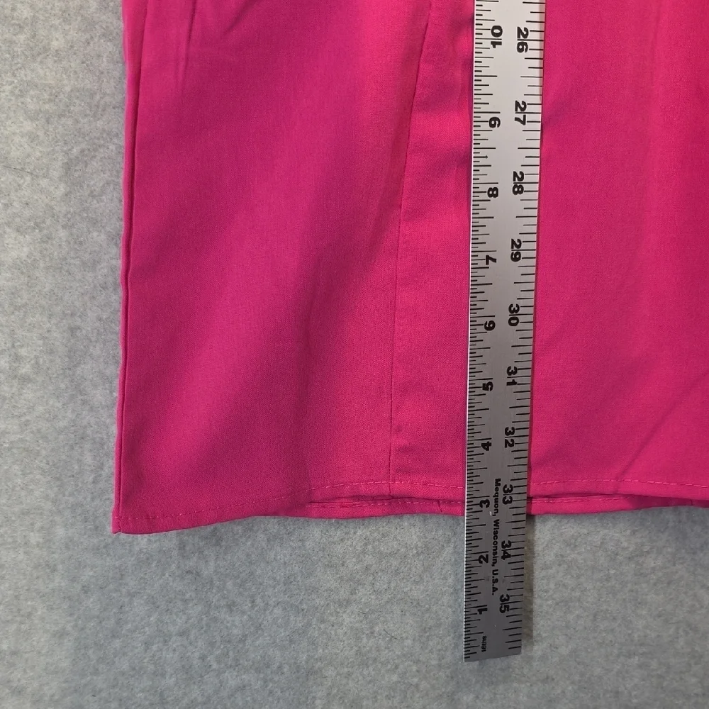 VONDA Hot Pink Shirt Dress Women’s Medium Long Sleeve Collared Shift